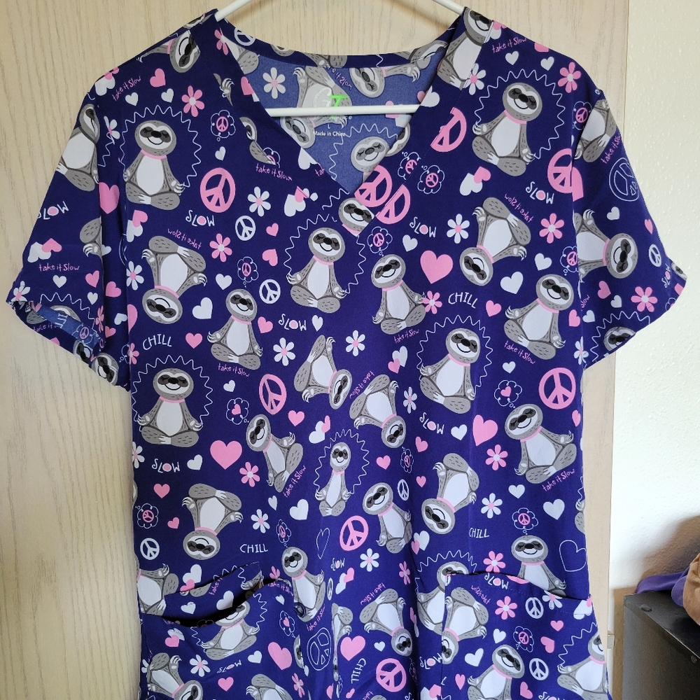 Sloth Scrub Top